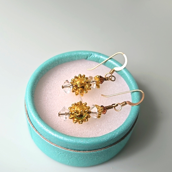 Gold and Silver Drop Earrings - Picture 5 of 15